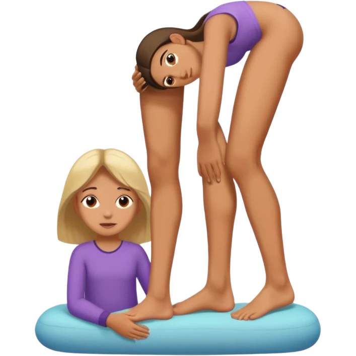 a man (leg) foot placed on a girl's head emoji