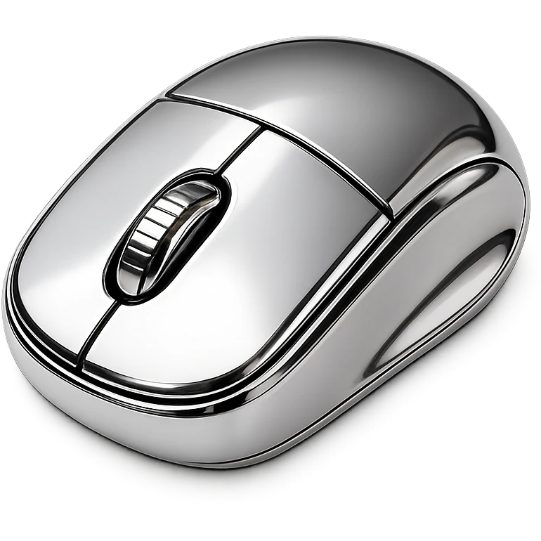 Minimal flat icon of an ergonomic computer mouse, highly modern and technologic design emoji