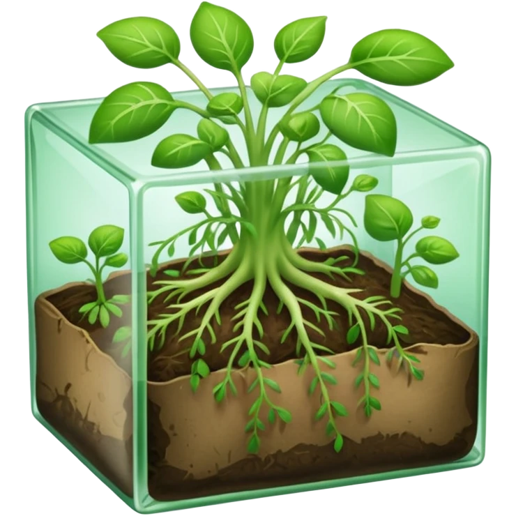 aromatic sprouts in a transparent box with a thin flat base emoji
