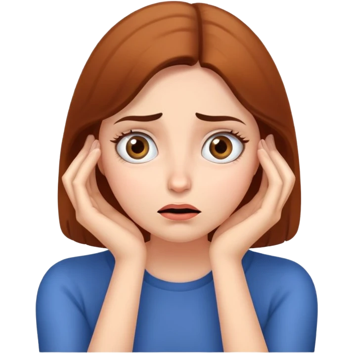 Woman with both hands on cheeks, confused wide-eyed expression emoji