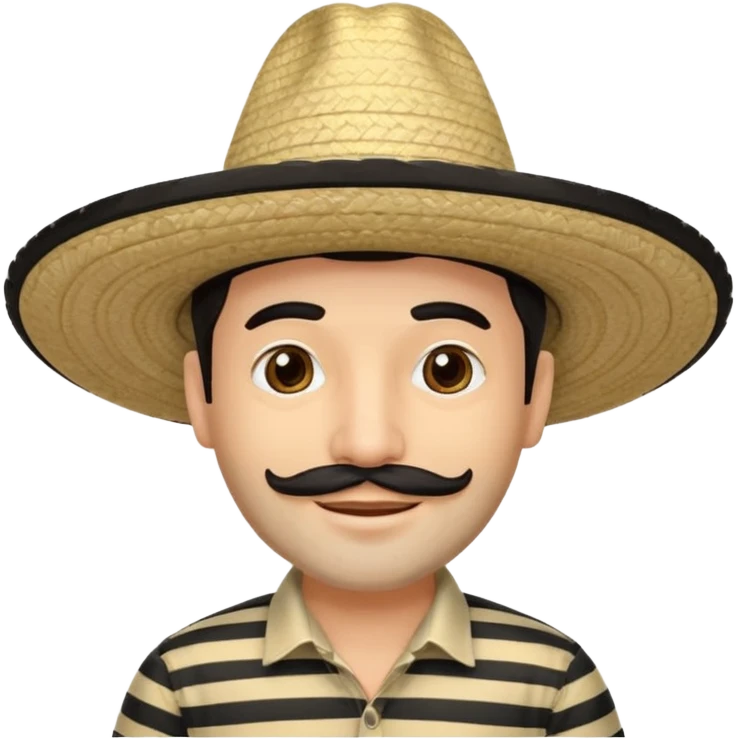 A happy fair skinned Colombian man with minimal facial hair wearing a black and beige stripped Colombian sombrero emoji