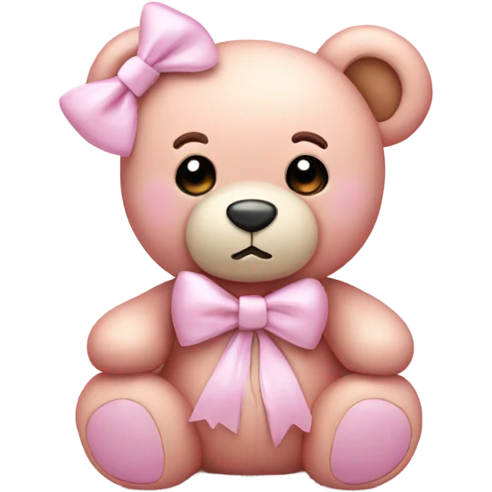 pastel pink teddy bear with bows emoji