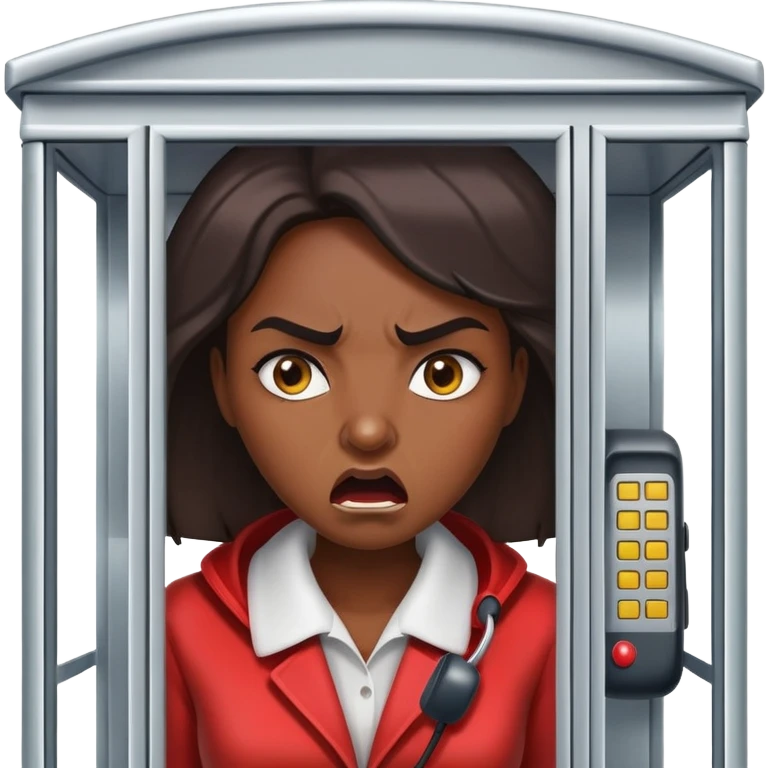 Téléphone booth with angry woman inside emoji