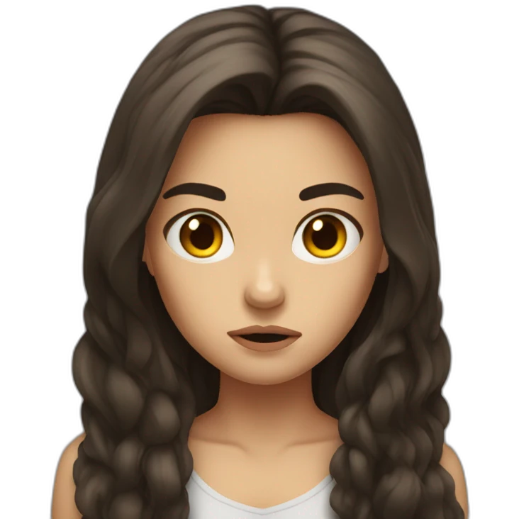 brunet girl with long hair angry emoji