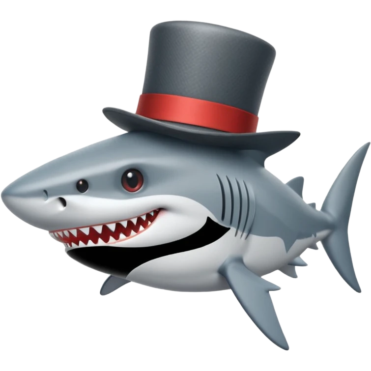 Shark with a top hat emoji