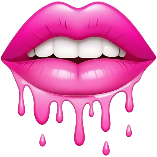 hot pink ombre glossy lips dripping white paint emoji
