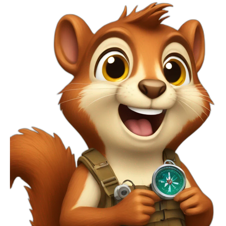 crazy squirrel with a compass emoji