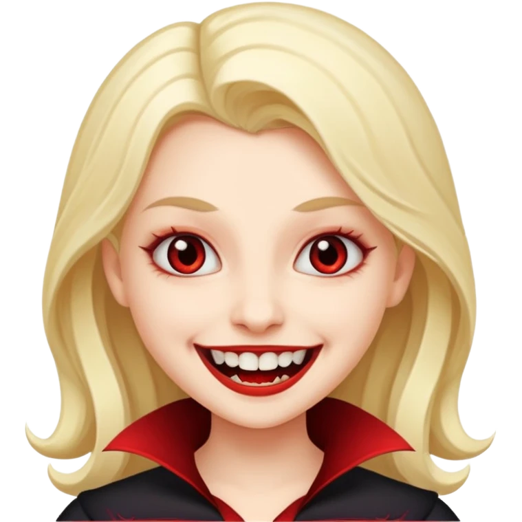 A smile with vampire teeth but in cute emoji