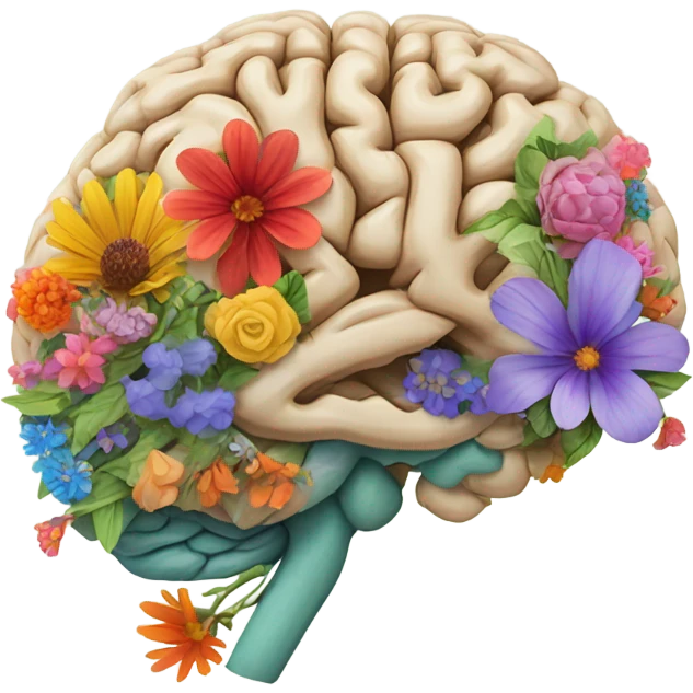 anatomical brain with flowers emoji