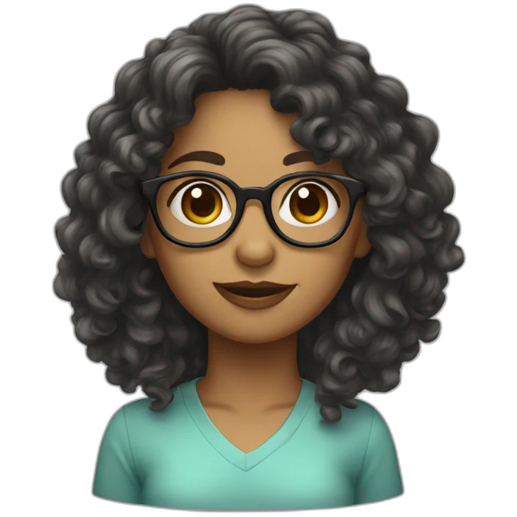 Long Curly hair girl with glasses emoji