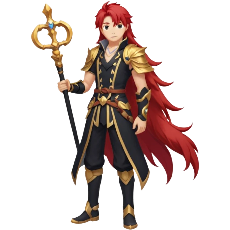 Diluc from Genshin Impact (full body) (tall adult male) (long hair) emoji