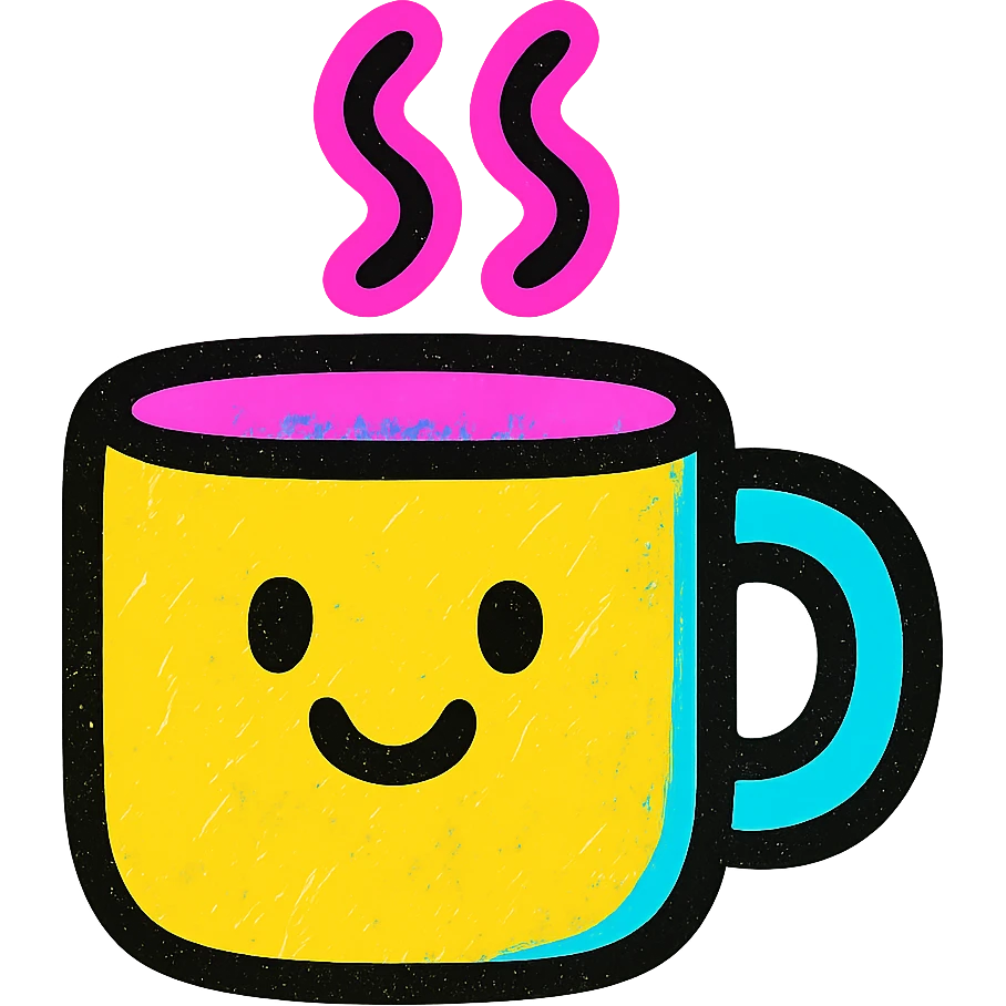steaming mug with smiley face, cozy cute, icon style, gentle color scheme, rounded edges emoji