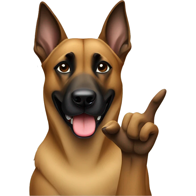 Belgian malinois making pease sign emoji