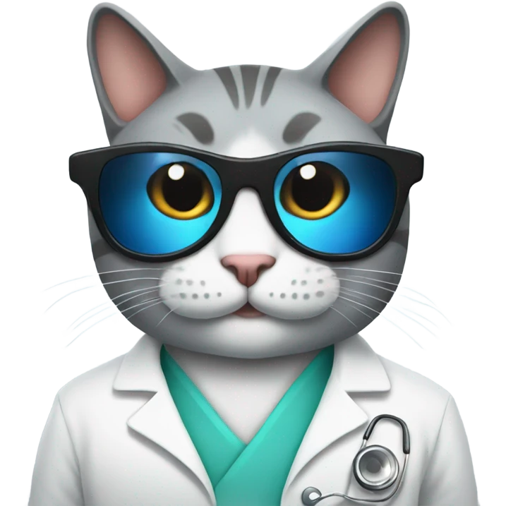 happy doctor cat wearing black sunglasses emoji