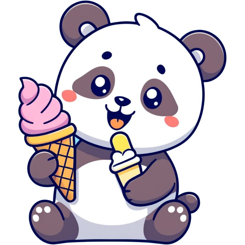 Panda eating ice cream emoji