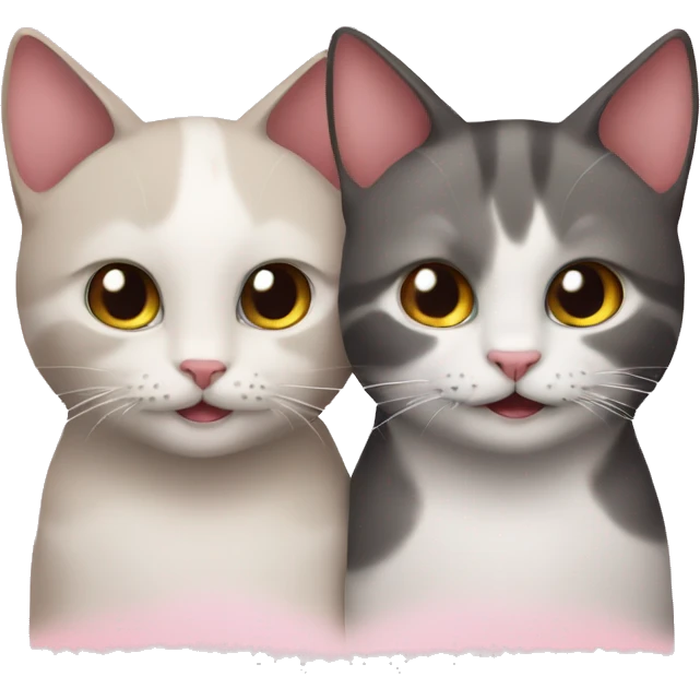 Two cats and heart  emoji