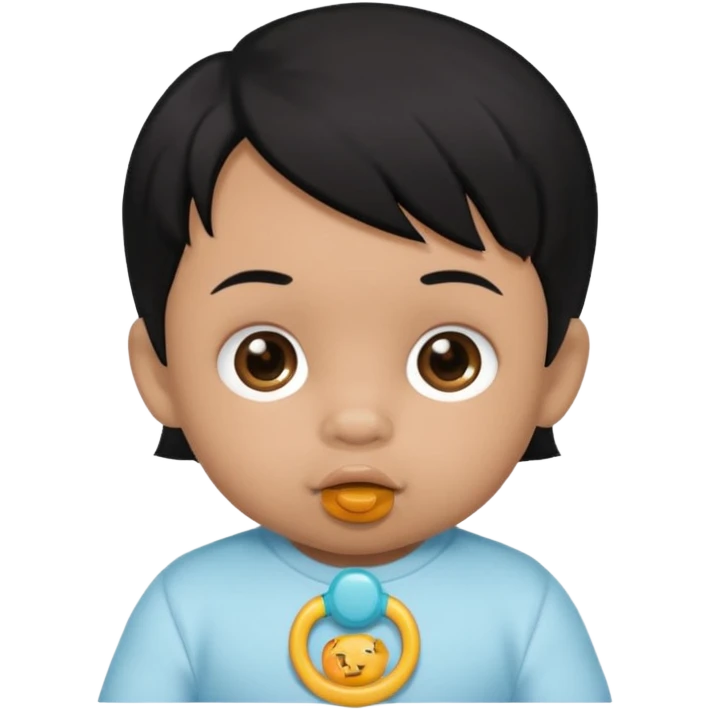 a black hair baby with pacifier emoji