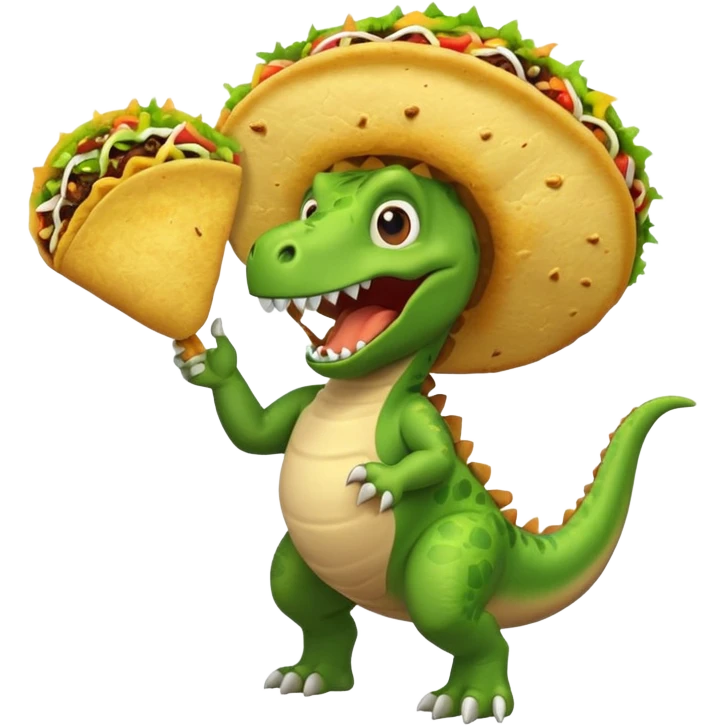 Dinosaur farting out a explosion with a taco in hand  emoji