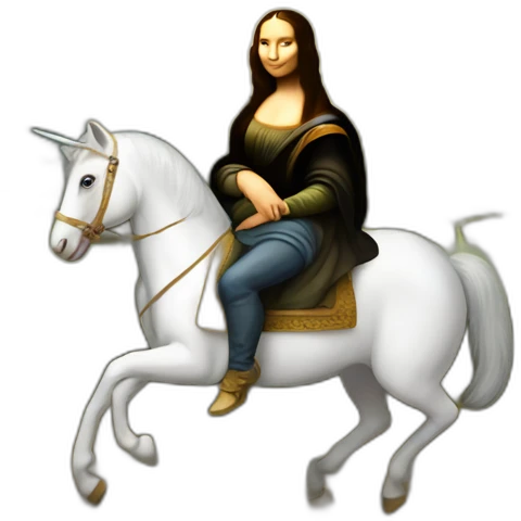 mona lisa riding a unicorn emoji