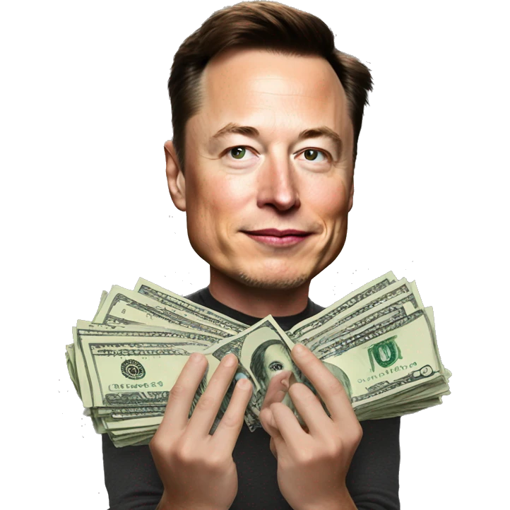 Money on Elon musk's hand emoji