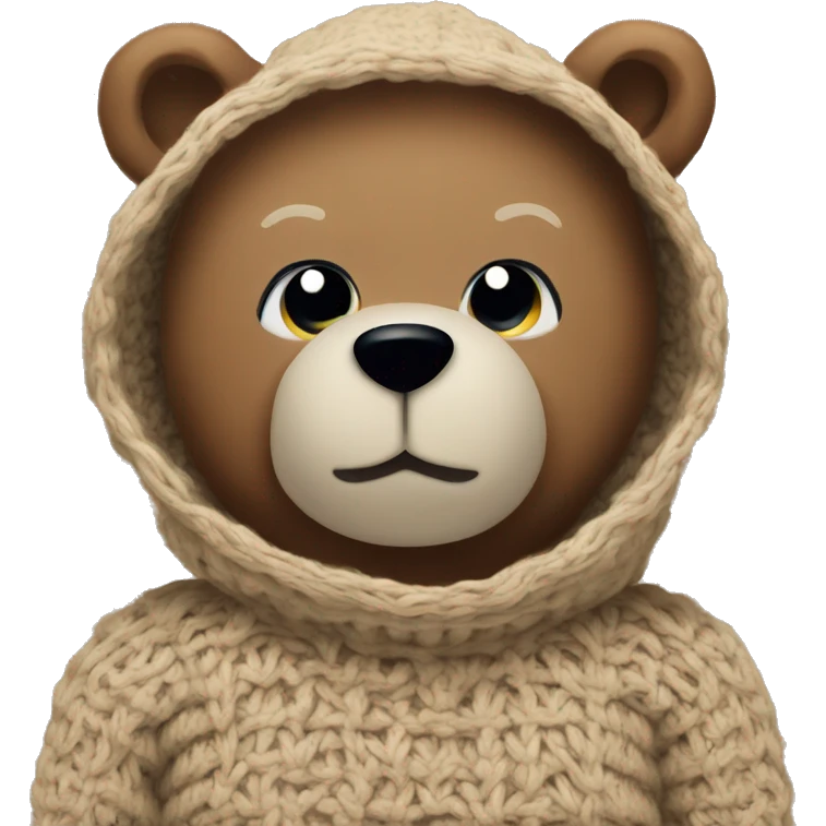 Cute Bear wearing a crochet balaclava emoji