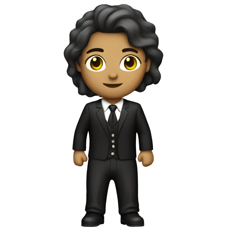 rockero caucasico vestido de negro totalmente con traje emoji