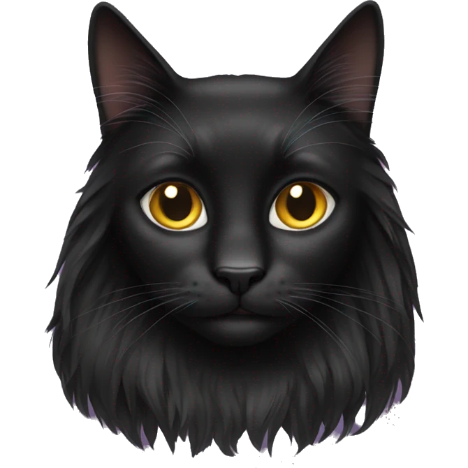 Long hair black cat emoji