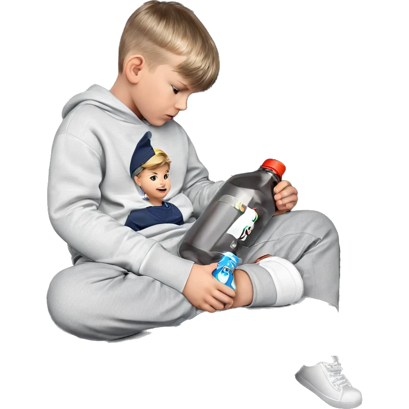 casual boy sitting with bottle emoji