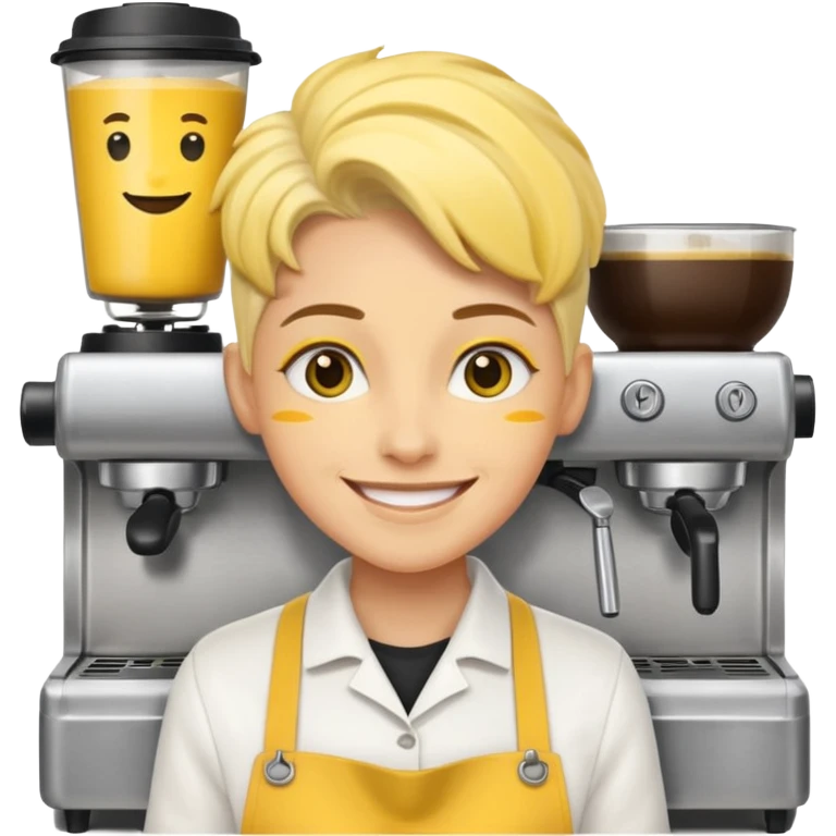 Non-binary barista yellow emoji emoji