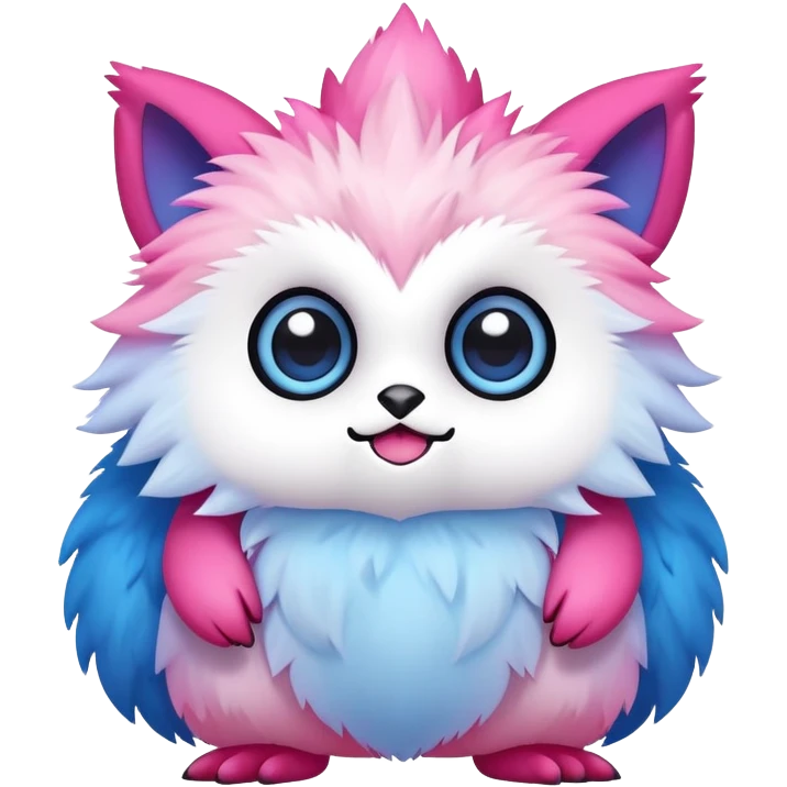 Cute cool edgy kawaii pink-white-blue-gradient fakemon-creature emoji