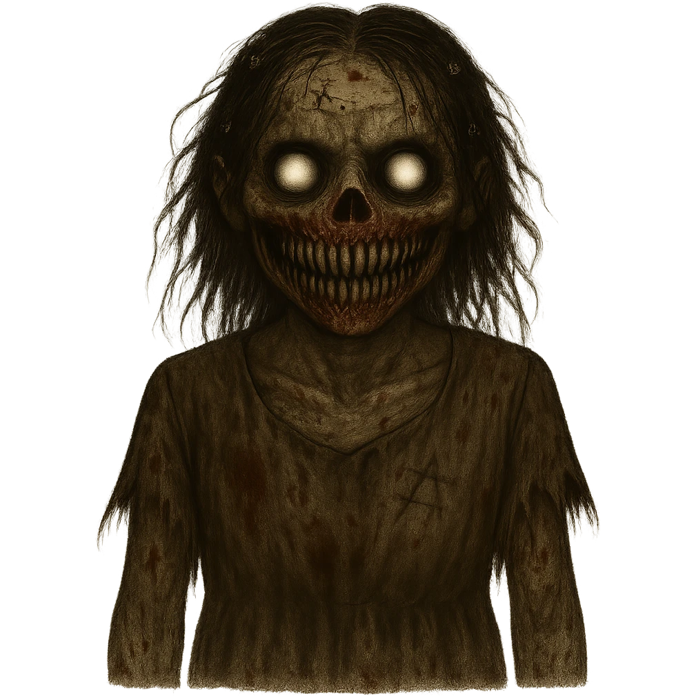 Remove the background, keep only the creepy girl with a transparent background. emoji