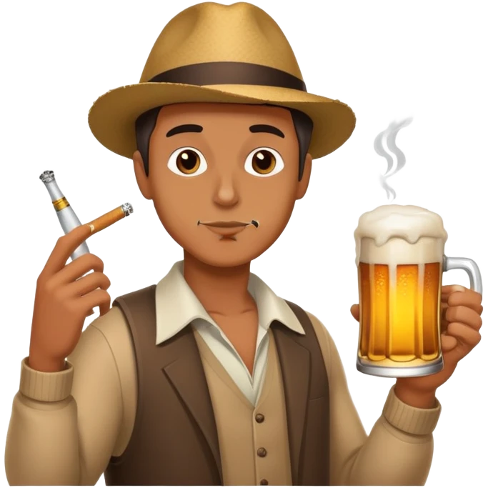 Mann der zigarette raucht und ein bier festhällt emoji