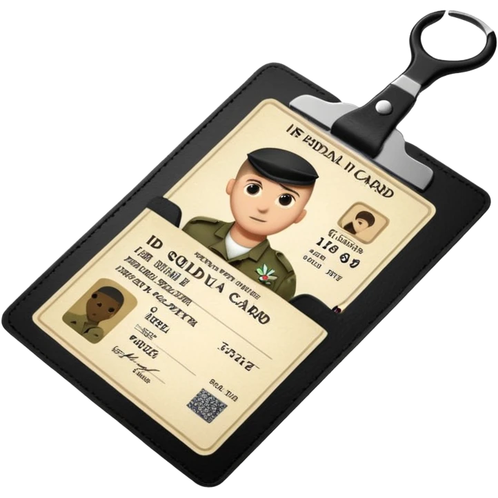 black Scissors cutting an idf soldier ID card in 2 parts .hyper realistic emoji