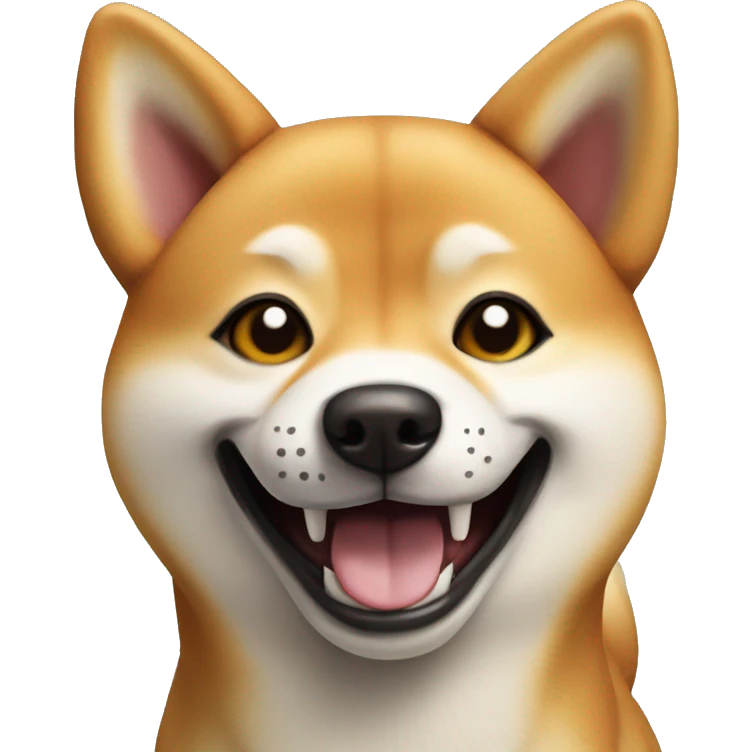 crazy Shiba Inu with featuring disproportionate eyes, big smile, and a long tongue sticking out
 emoji