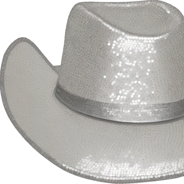 Silver sequin cowboy hat white emoji