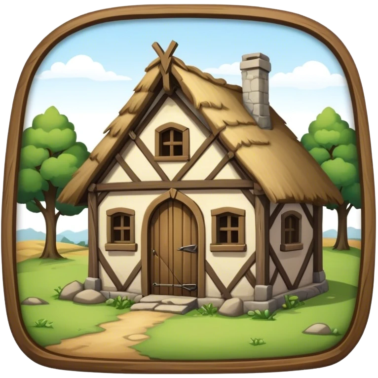 one-story medieval shack. for the poor. emoji
