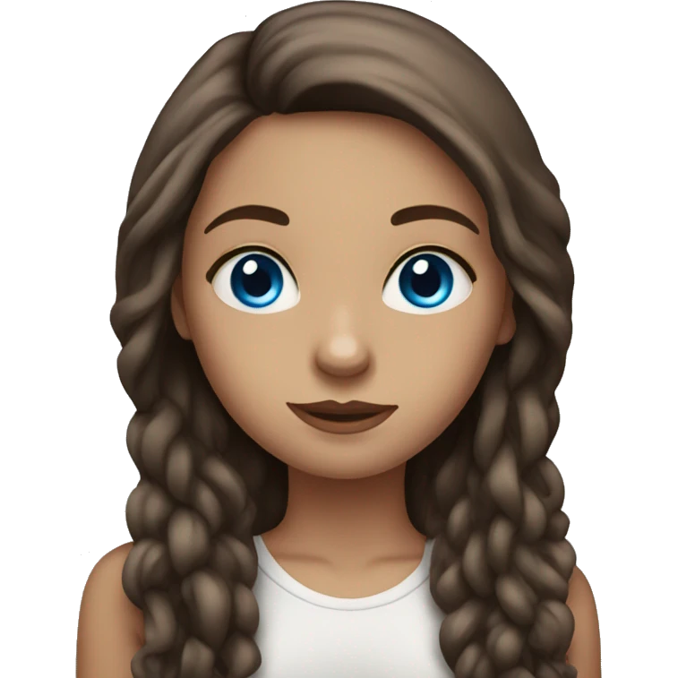 Girl with long brown hair, blue eyes, and tattoos emoji