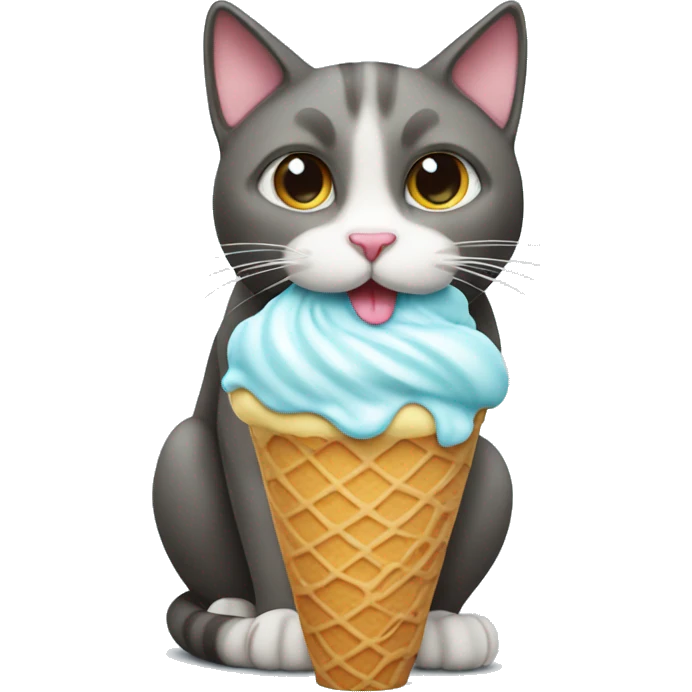 Cat eating ice cream emoji