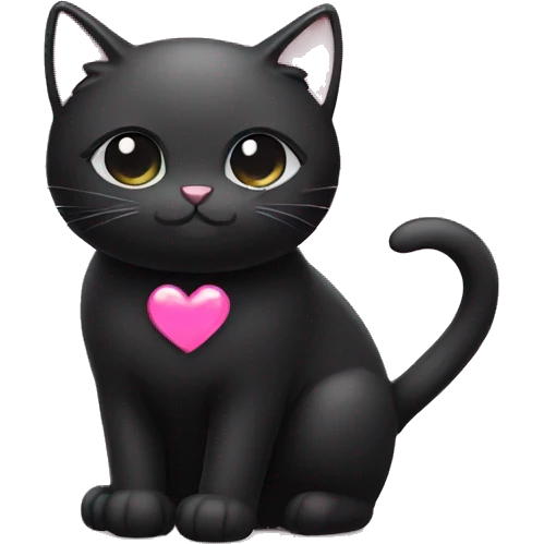 black cat with pink heart emoji