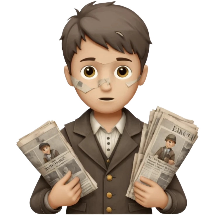 Victorian era poor paper boy emoji