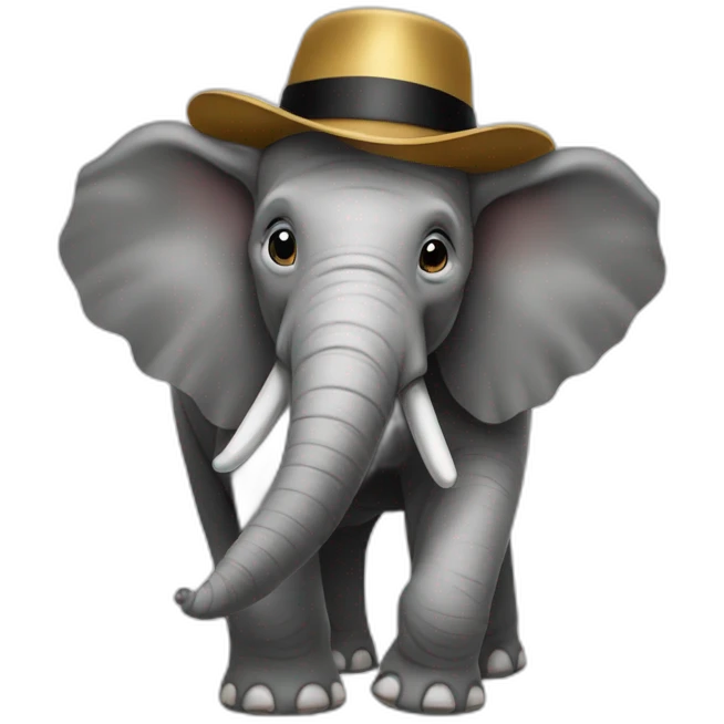 Éléphant with a hat emoji