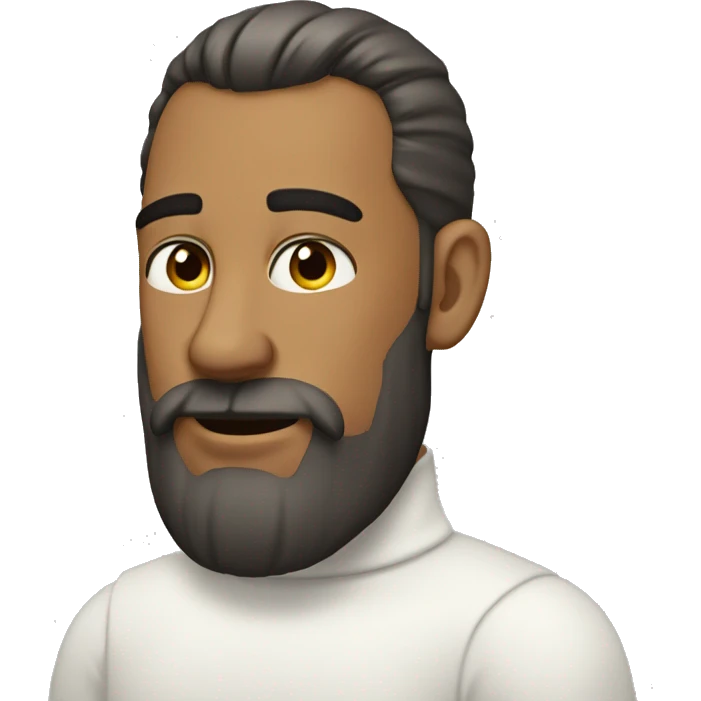 a man with a beard and a ponytail in a white turtleneck emoji