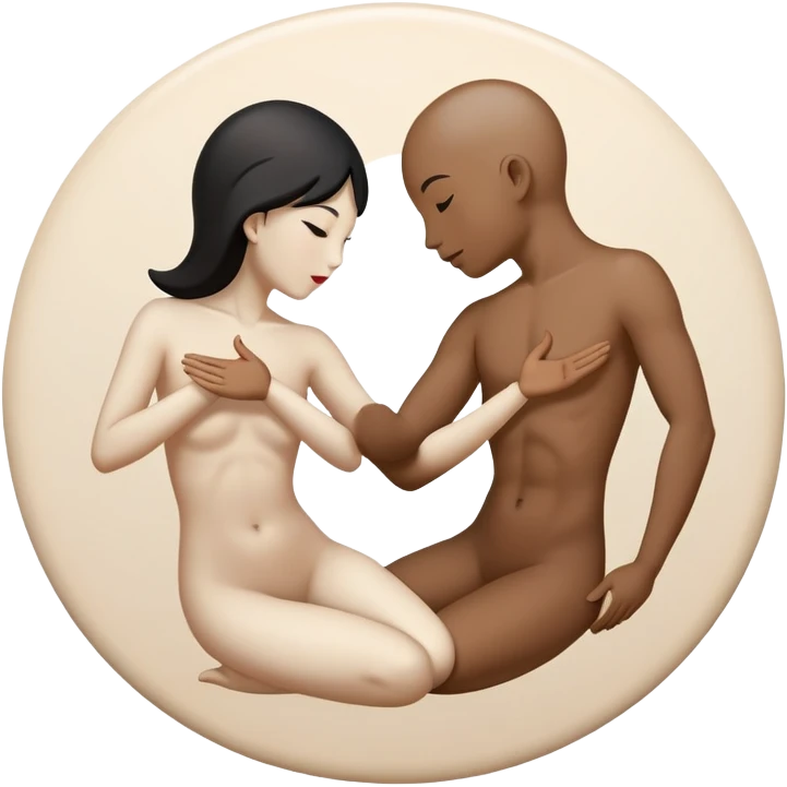 playful depiction of two figures in a yin-yang pose referencing the 69 position, no explicit anatomy emoji