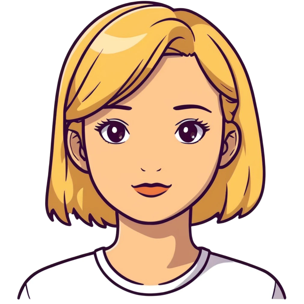 Woman with blonde hair and light brown eyes emoji