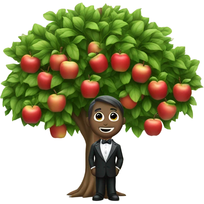Apple tree wearing a tuxedo emoji
