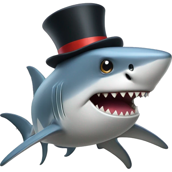 Shark with a top hat emoji