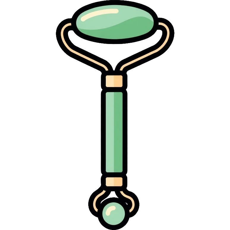 Jade facial roller, minimalist, rounded, soft pastel colors, skin care accessory emoji