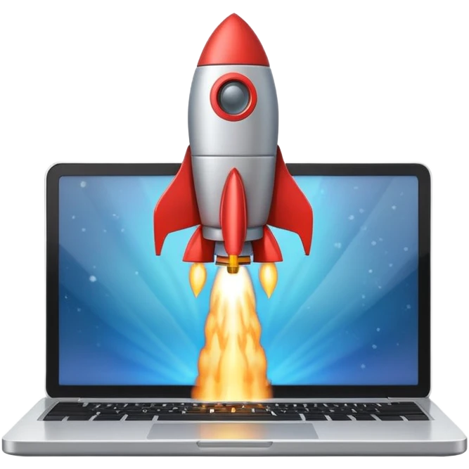 rocket launching from a laptop, symbolizing the start of a new business, clean modern emoji style emoji