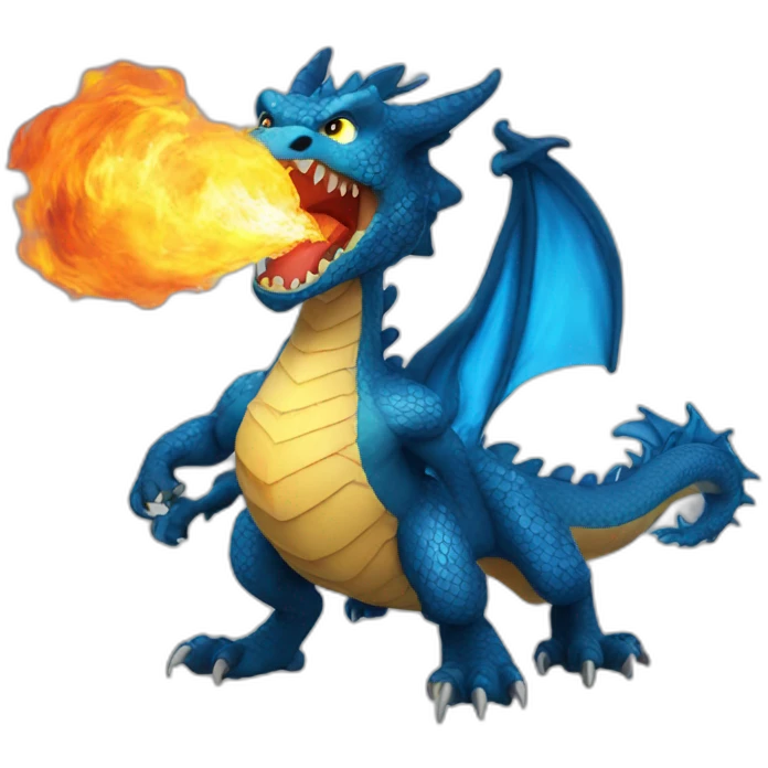 Fire breathing blue dragon emoji