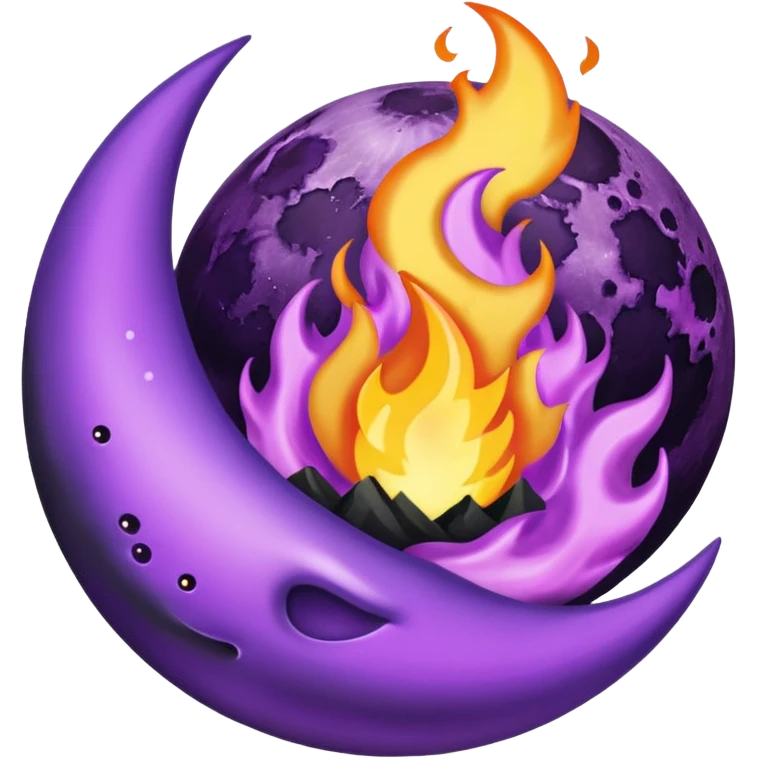 purple and black fire with a moon inside emoji